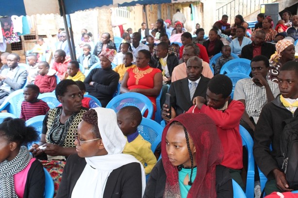 Young people join the congregation.
