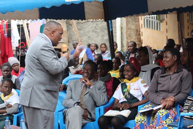 Teaching the children during the service.